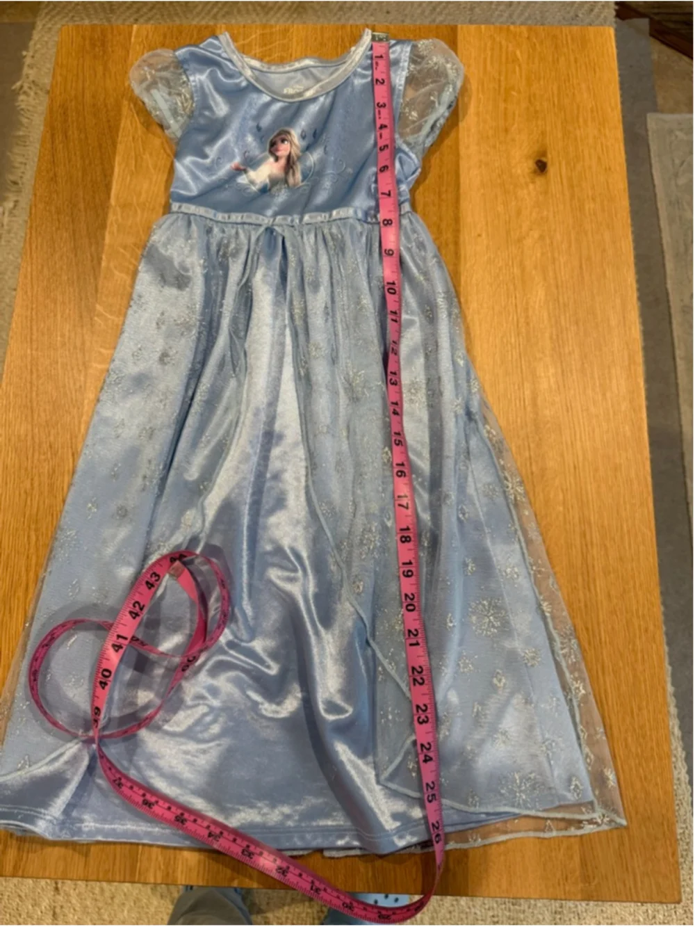 Girls Disney Frozen Elsa Costume Dress Blue Silver One Size - Picture 5 of 7